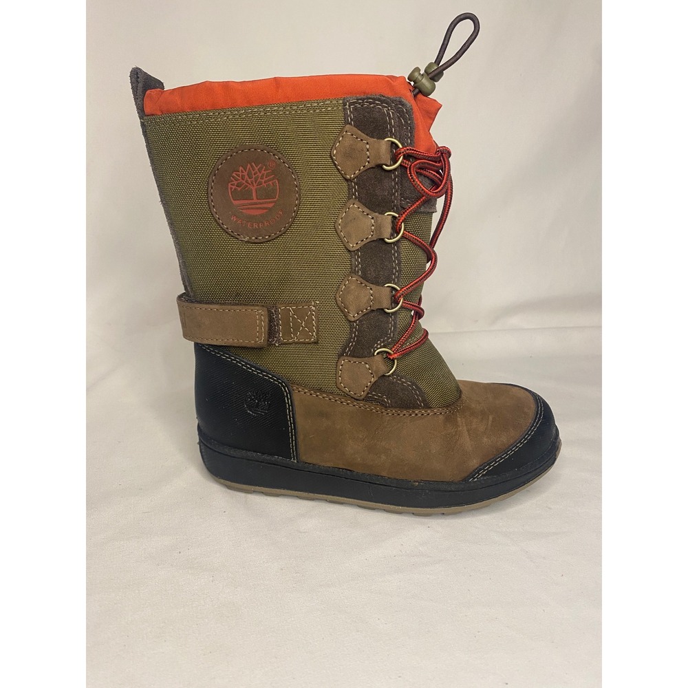 Timberland Kids Waterproof Winter Boots Brown Olive Orange 52836M US 12 Toddler